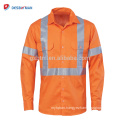 Full Orange Long Sleeve Safety Polo T-shirt Reflective Security Day/Night Use Roadway Workwear